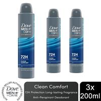 3xDove Anti-Perspirant Men+Care Advanced Clean Comfort 72H Protection Deo, 200ml