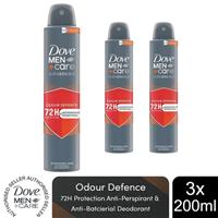 3x Dove Anti-Perspirant Men+Care Advanced Anti-Bac Odour Defence 72H Deo, 200ml