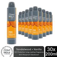 Dove Men+Care Advanced Deodorant Spray for 72Hrs Sweat Protection 200ml, 30 Pack
