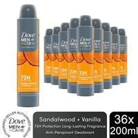 Dove Men+Care Advanced Deodorant Spray for 72Hrs Sweat Protection 200ml, 36 Pack