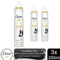 3x Dove Advanced Care Antiperspirant Deodorant Spray 72H Invisible Dry, 200 ml