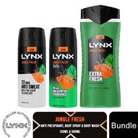 Lynx Jungle Fresh 3pk Bundle of 150ml Body Spray, 150ml AP & 500ml Shower Gel