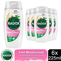 6x Radox Mineral Therapy Shower Gel Feel Moisturised with chamomile & oat, 225ml