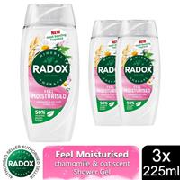 3x Radox Mineral Therapy Shower Gel Feel Moisturised with chamomile & oat, 225ml