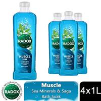 Radox Mineral Therapy Bath Soak Muscle Soak with Sea Minerals & Sage Scent, 4x1L