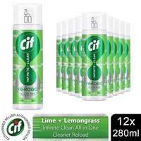 Cif Infinite Clean All in One Cleaner Reload Lime & Lemongrass, 12 Pk of 280ml