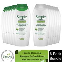 Simple Kind to Hair Gentle Care Shampoo & Conditioner w/ Pro-Vitamin B5 -6x400ml