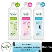 Simple Bath Soak Bundle Nourishing, Sensitive, Refreshing 1L, 2 Pack Each