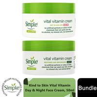 Simple Kind to Skin Face Cream Bundle - Day SPF15 & Night Cream, Hydrating, 50ml