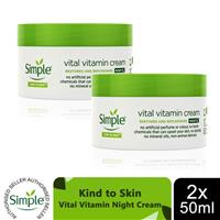 Simple Kind to Skin Vital Vitamin Night Cream for Sensitive Skin 50ml, 2 Pack