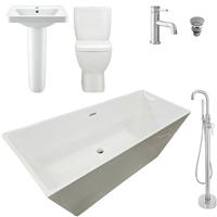 Airton Freestanding Bathroom Suite with Vercelli Basin Toilet with Taps 1650mm