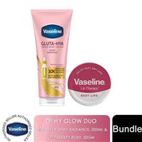 Vaseline Gluta-Hya Dewy Radiance Serum Lotion 200ml & Rosy Lips Therapy 20g Duo
