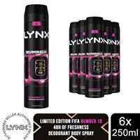 Lynx FIFA Number 10 Limited Edition Deodorant 6 Pack 250ml Anti Perspirant Spray