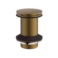 Unslotted Basin Waste Brushed Brass Finish Click Clack Push Hoxton by Britton