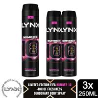 Lynx FIFA Number Limited Edition 10 Deodorant 3 Pack 250ml Anti Perspirant Spray