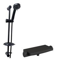 Britton Hoxton Shower Valve Mixer Thermostatic Black with Hydros Slide Rail Kit