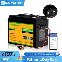 12V 50Ah Lithium Battery LiFePO4 Bluetooth XT60 Interface Trolling Motor Boat