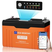 12V 314AH LiFePO4 Lithium Leisure Battery Bluetooth Communication LED Motorhomes