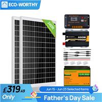 240W 12V Solar Panel Kit with 50AH Lithium Battery Off-grid Motorhome Vans