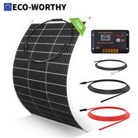 12V 130W Flexible Solar Panel Kit with 30A PWM Camper Motorhomes Van