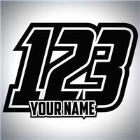 3 x Custom Race Numbers And Name Stickers Motocross Kart Decals MX Dirt Bike