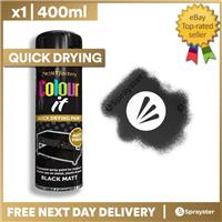 1 x 400ml Colour It Black Spray Paint Matt