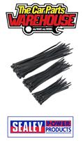 Sealey Cable Tie Assortment Black Pack of 75 inc 100mm / 150mm / 200mm CT75B
