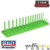 Sealey Socket Holder Rail High Visibility Green 3/8" Square Drive 6-21mm Premier
