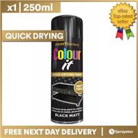 1 x 250ml Colour It Black Matt Spray Household Car Van Bike Aerosol Paint
