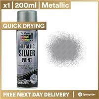 1 x Metallic Silver Spray Paint Interior & Exterior Spray Aerosol Can 200ml