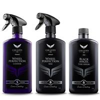 Car Gods Alloy Wheel Detailing Perfection Cleaner, Wax & Black Tyre Serum Kit