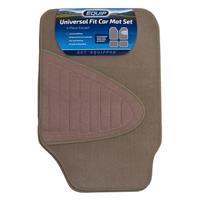 Equip Car Floor Mat Universal Fit Anti-Slip Classic Carpet Set of 4 - Beige
