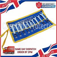 10PC STUBBY SPANNER SET COMBINATION COMBI METRIC IMPERIAL WRENCH OPEN RING END