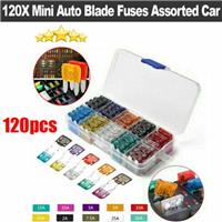 120Pcs Mini Blade Fuses Boxed Assorted Car Van Bike Fuse Set 5 10 15 20 25 30A