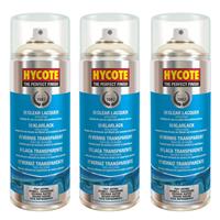 Hycote Colour Clear Lacquer Aerosol Spray Paint High Gloss Fast Drying 400ml x3