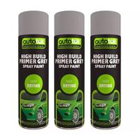 Grey High Build Primer Spray Paint 500mL x3 Fast Dry AutoTek Professional