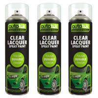 AutoTek Clear Lacquer Multi-Purpose Aerosol Spray Paint 500ml x3
