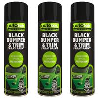 Black Bumper & Trim Aerosol Spay Paint 500ml Fast Dry AutoTek Professional x3