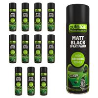 AutoTek Matt Black Multi-Purpose Aerosol Spray Paint 500ml x12