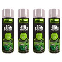 AutoTek Zinc Primer Multi-Purpose Aerosol Spray Paint 500ml x4
