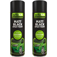 AutoTek Matt Black Multi-Purpose Aerosol Spray Paint 500ml x2