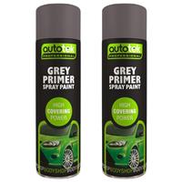 AutoTek Grey Primer Multi-Purpose Aerosol Spray Paint 500ml x2