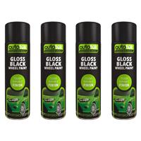 Autotek Gloss Black Wheel Multi-Purpose Spray Paint Tough Durable Finish 500mlx4
