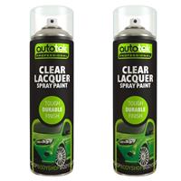 AutoTek Clear Lacquer Multi-Purpose Aerosol Spray Paint 500ml x2