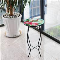 Garden Coffee Table Glass Round Side Stand Mosaic Colibri Design Patio Table