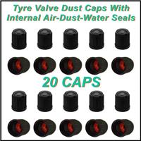 DUST AIR VALVE TYRE CAPS BLACK PLASTIC COVERS CAR BIKE WHEEL & MOTORBIKE NEW x20