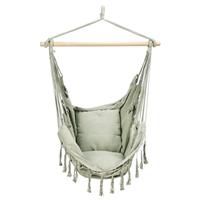Green Hammock Hanging Swing Chair Integrated Cushioning Indoor Outdoor Rope Seat