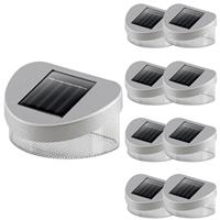 Solar Powered LED Garden Fence Lights Waterproof Set of 8 Outdoor Wall Lights