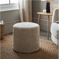 The White Company Round Curly Pearl Sheepskin Stool Seating Footrest Oatmeal