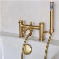 Hoxton Bath Shower Mixer Tap Brushed Brass Finish 2 Tap Hole Britton Bathrooms